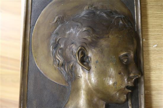 A late 19th century French bronze plaque height 49cm width 25cm